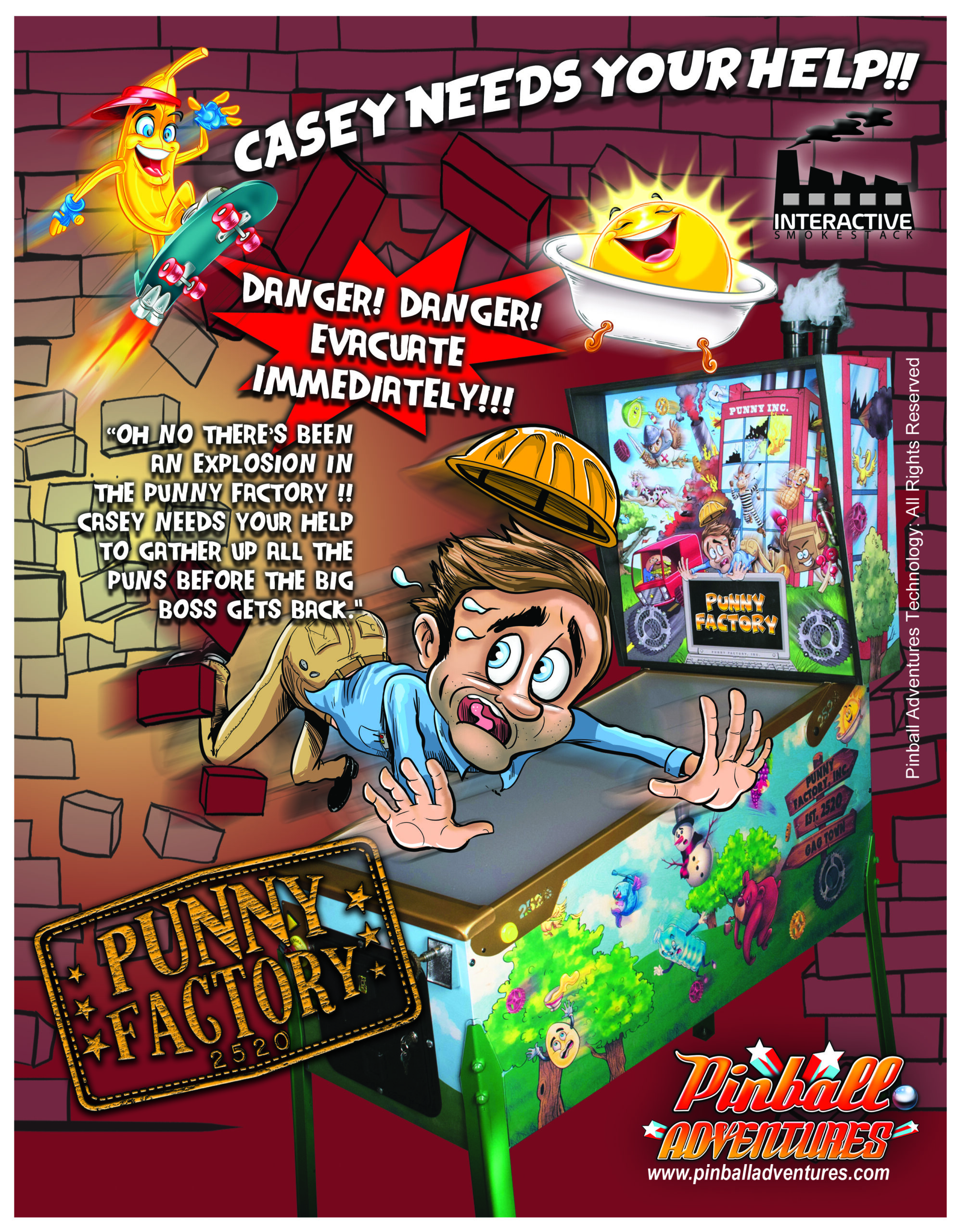 punny factory pinball flyer